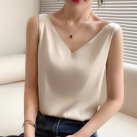 Women's Silky Soft Tank Top - Lightweight Breathable Sleeveless Design in White or Black 1