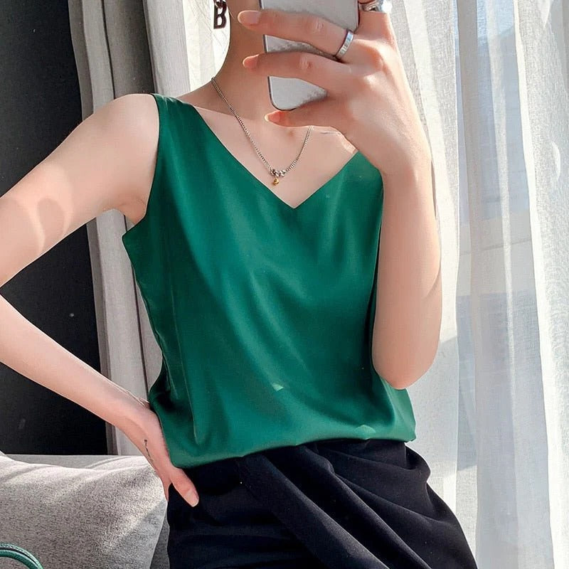 Women's Silky Soft Tank Top - Lightweight Breathable Sleeveless Design in White or Black 6