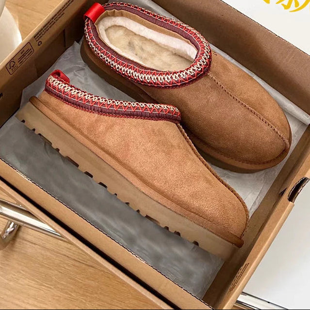 Women’s Ultra Mini Platform Booties with Cozy Fur Lining – Brown Ankle Boots for Winter 0