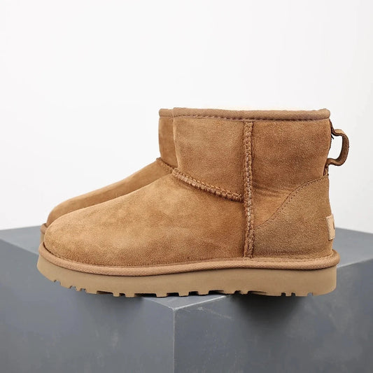 Women's Ultra Mini Platform Boots with Plush Fur Lining – Cozy Brown Ankle Booties for Winter 0
