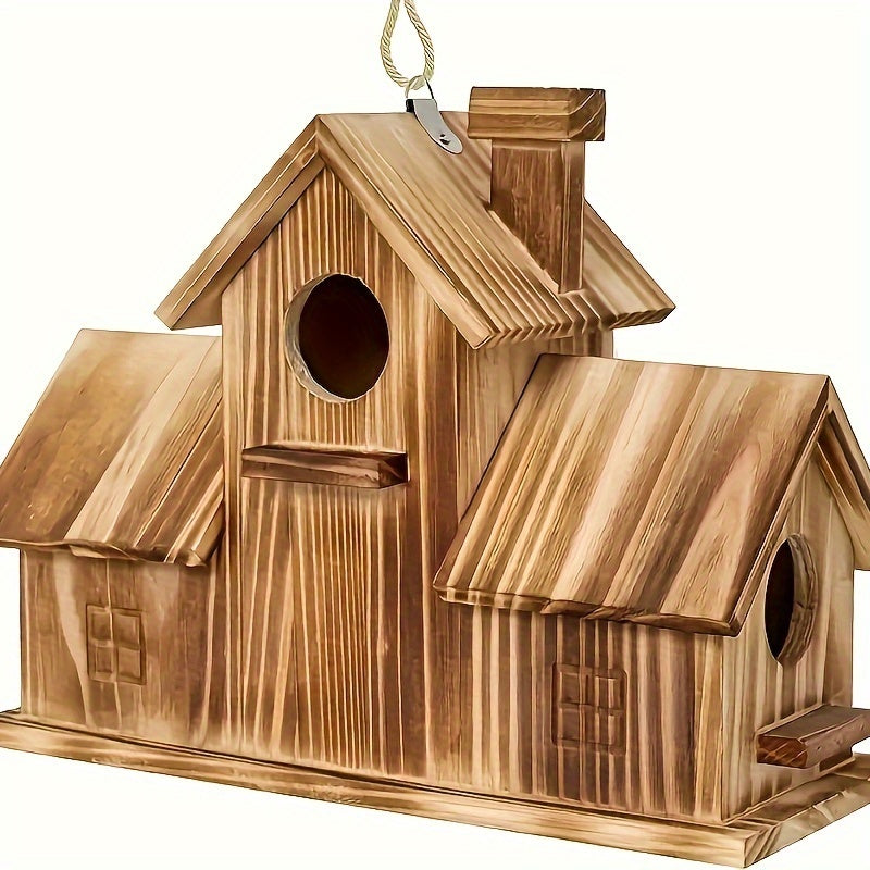 Wooden Multi-Nesting Bird House Feeder for Small Garden Birds – Durable Outdoor Design 2