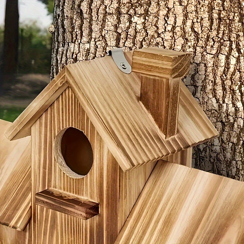 Wooden Multi-Nesting Bird House Feeder for Small Garden Birds – Durable Outdoor Design 3