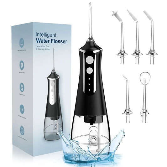Water Flosser for Teeth, Dental Irrigator with 5 Nozzles, 3 Cleaning Modes-TRUZENIC