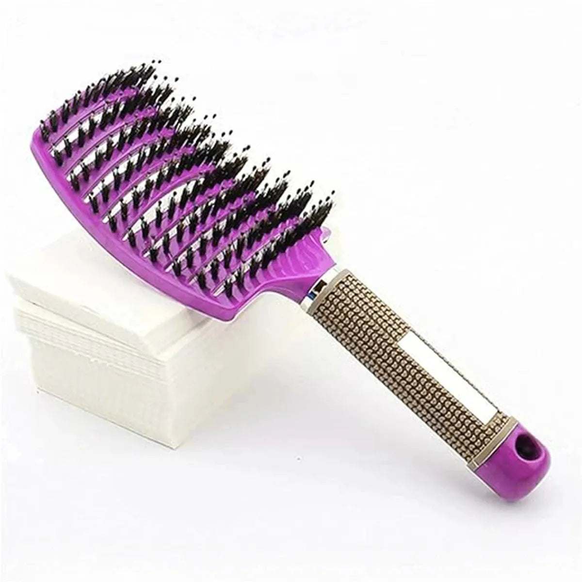 Boar Bristle Hair Brush – Detangling Scalp Massage Comb for Wet or Curly Hair, Women’s Styling Tool-TRUZENIC