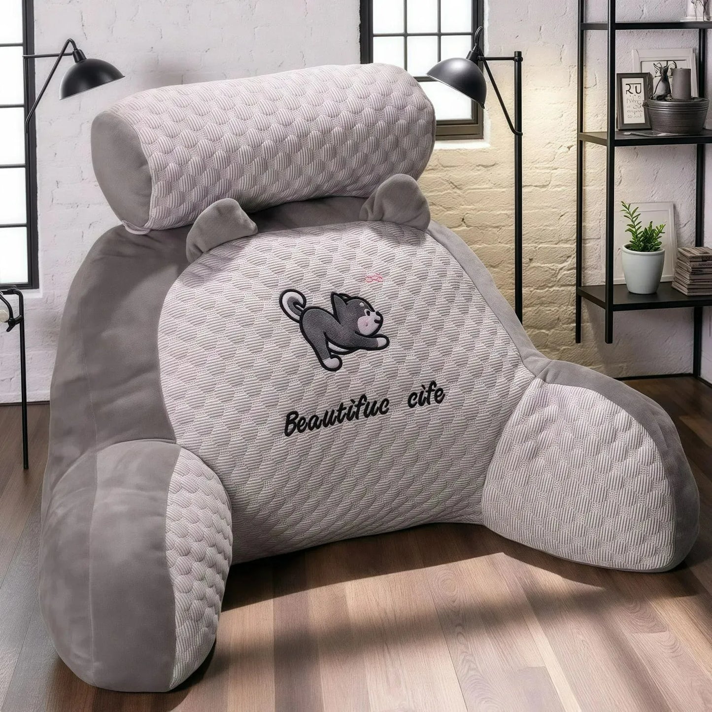 Adjustable Reading Pillow – Ergonomic Backrest Cushion with Quilted Cover for Bed, Sofa, or Floor Use-TRUZENIC