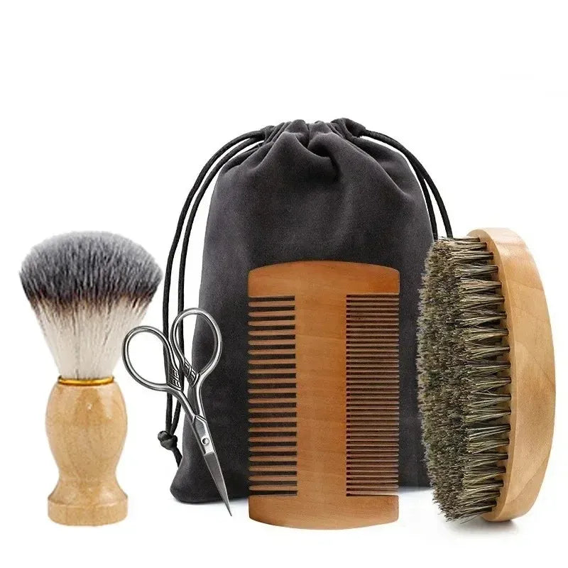 TRUZENIC Men’s Shaving Brush – Portable Boar Bristle Beard Brush for Facial Cleaning and Styling