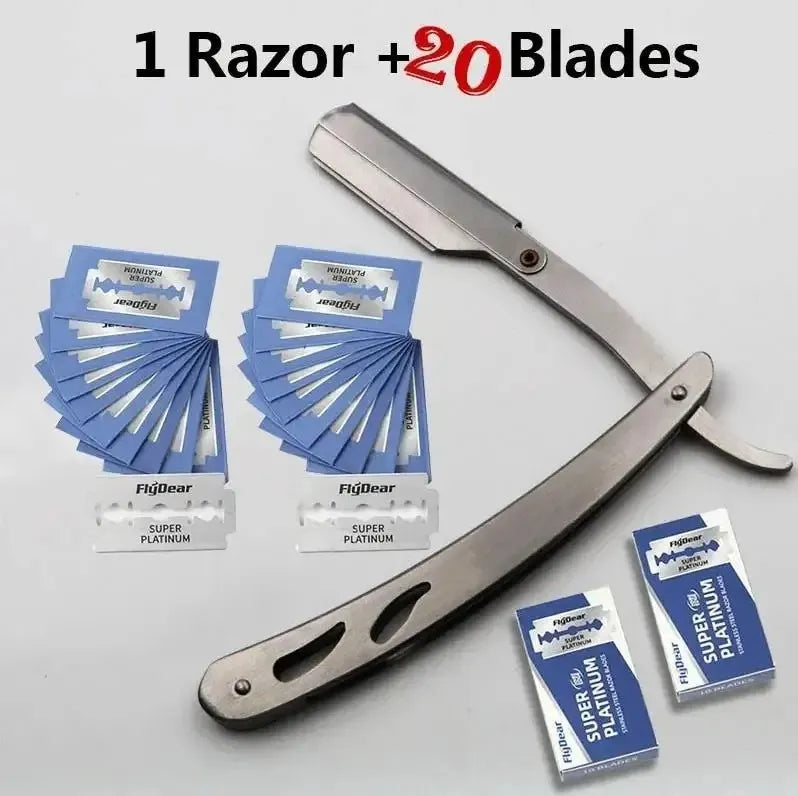 TRUZENIC Professional Straight Edge Razor – Stainless Steel Folding Shaver for Beard and Hair Grooming