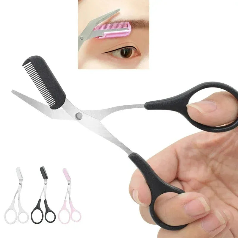 Stainless Steel Eyebrow Trimmer with Comb – Precision Shaping and Hair Removal Tool for Grooming and Makeup-TRUZENIC