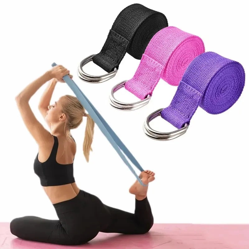 TRUZENIC Cotton Yoga Strap 183×3.8cm – Adjustable D-Ring Fitness Stretching Belt for Yoga & Pilates