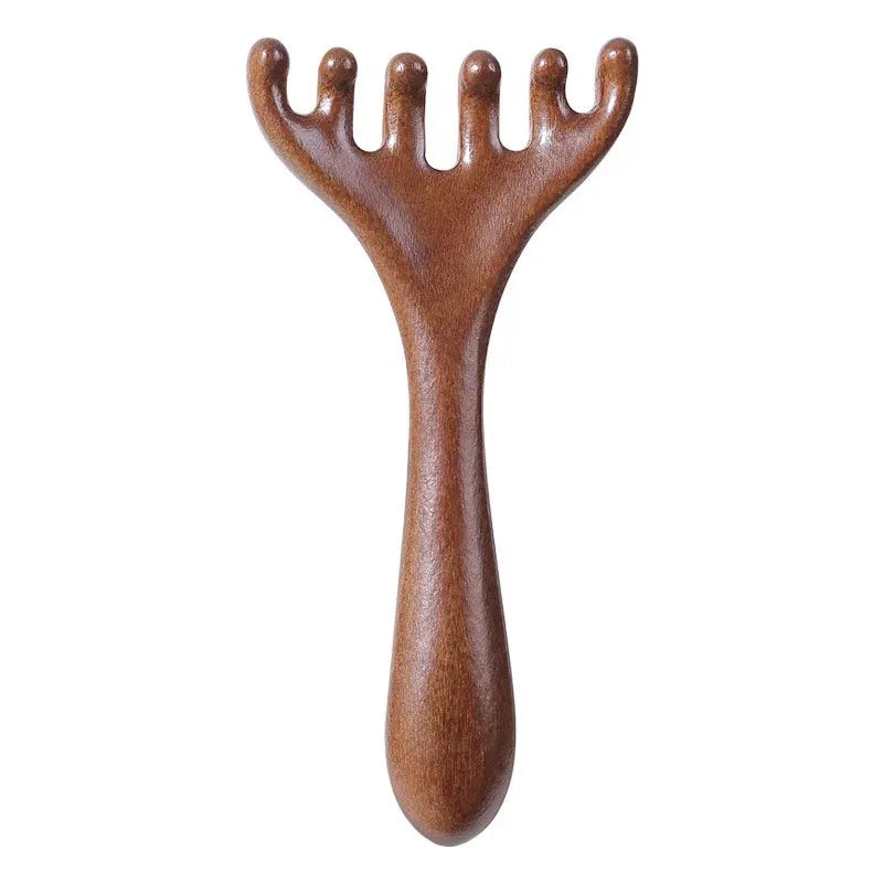 Natural Sandalwood Massage Comb – Six-ClawComb for Scalp, Neck & Facial Relaxation-TRUZENIC
