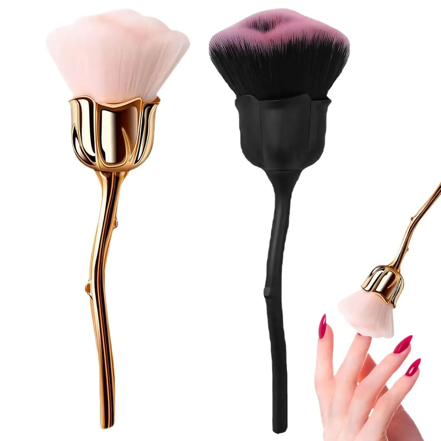 TRUZENIC Rose-Shaped Nail Dust Brush – Ultra-Soft Nylon Manicure Cleaning Tool