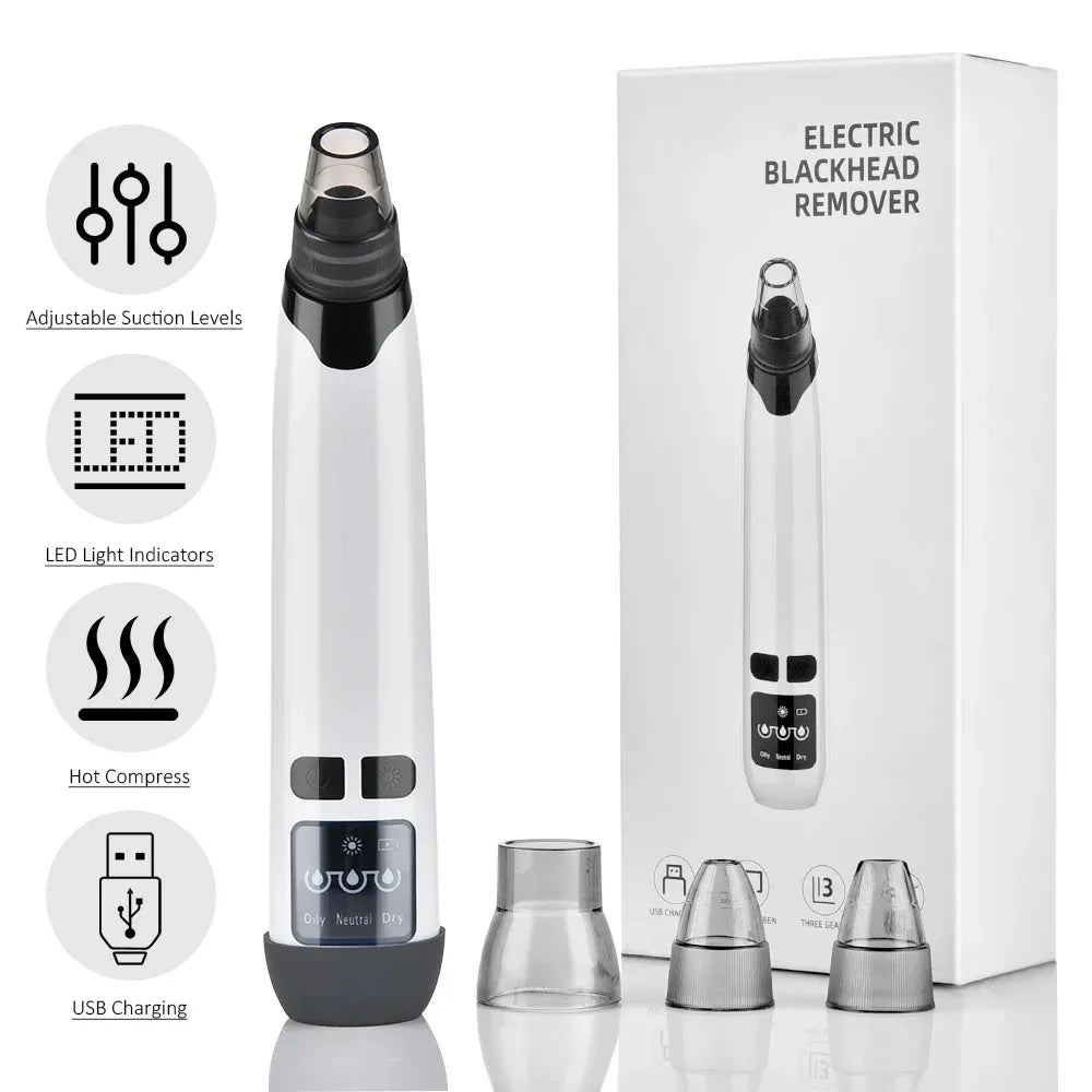 Hot Compress Blackhead Remover – Electric Pore Vacuum Cleaner for Nose & Face, Acne Suction & Deep Cleansing Skincare Device-TRUZENIC