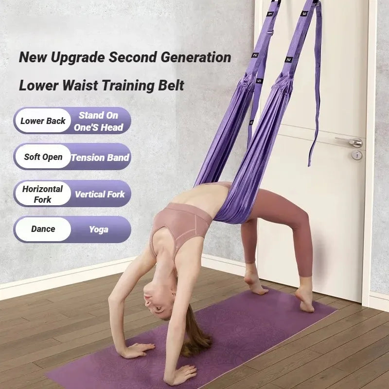TRUZENIC Adjustable Aerial Yoga Strap – Hammock Stretch Belt for Leg Splits, Dance & Fitness Training
