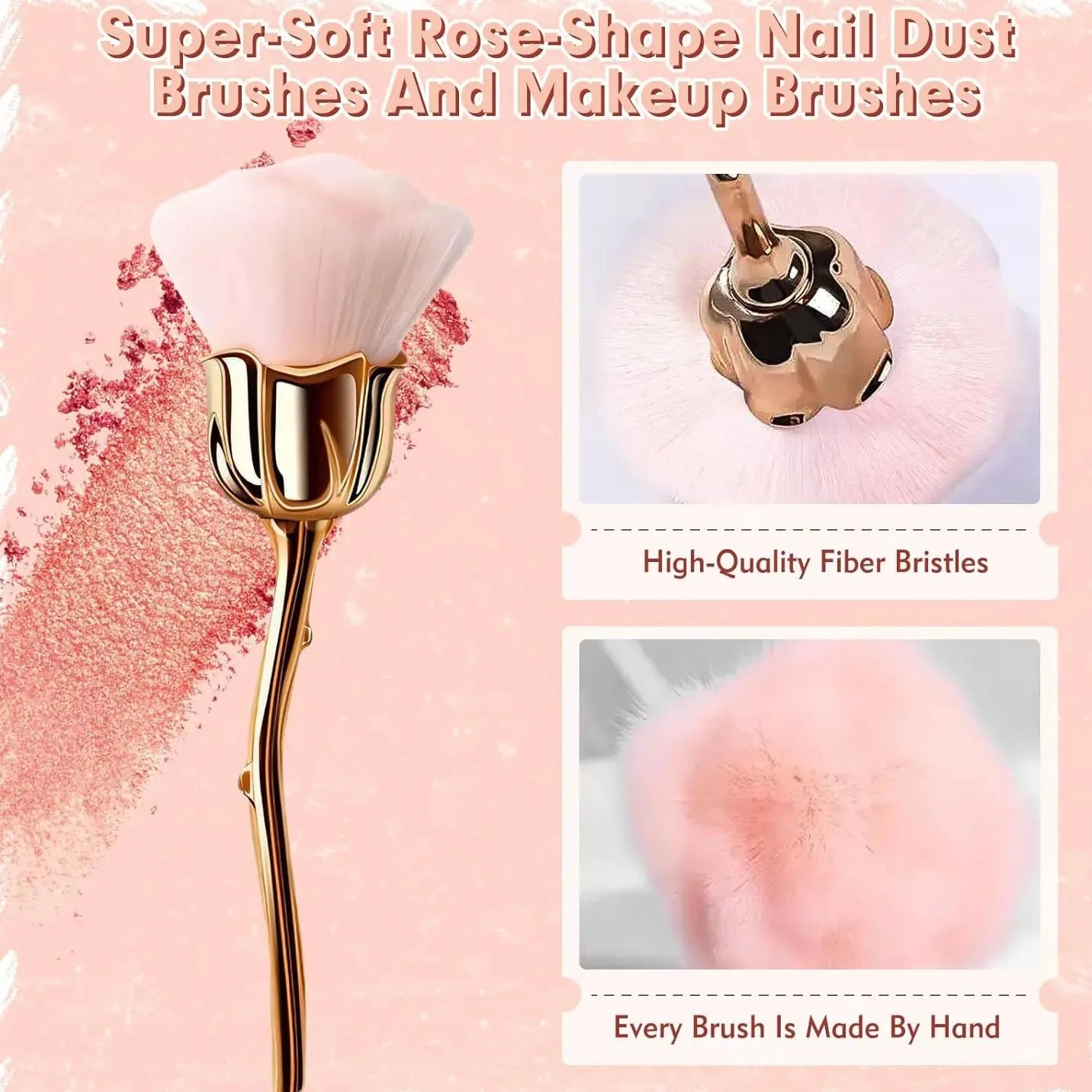 TRUZENIC Rose-Shaped Nail Dust Brush – Ultra-Soft Nylon Manicure Cleaning Tool