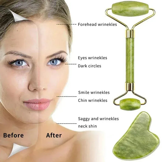 Natural Jade Roller, Double-End Facial Massage Tool for Face, Body, and Foot Care-TRUZENIC