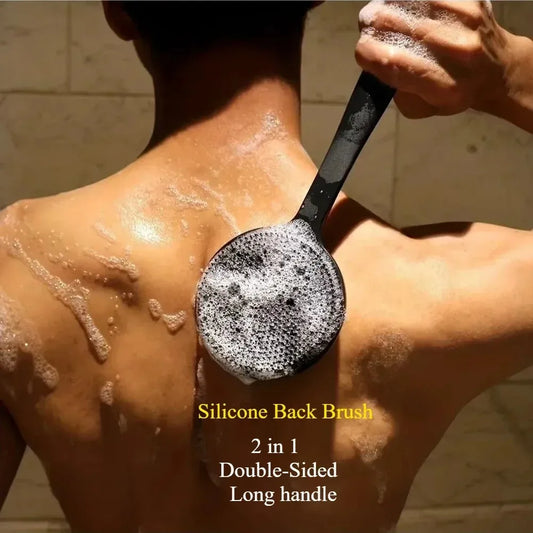 Silicone Back Scrubber Brush – Soft Body Exfoliating Shower Brush with Handle for Bath and Skincare-TRUZENIC
