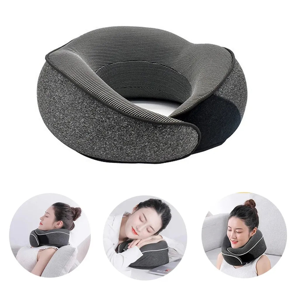 Memory Foam Travel Neck Pillow – U-Shaped Cervical Support for Sleep, Flights & Camping with Carry Bag-TRUZENIC