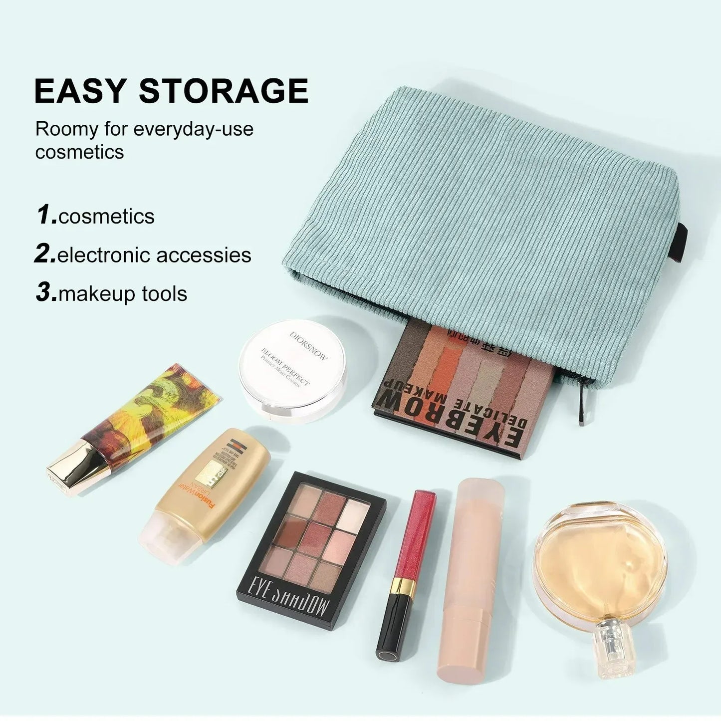 Travel Makeup Bag – Large Capacity Portable Cosmetic Organizer with Zipper for Women-TRUZENIC