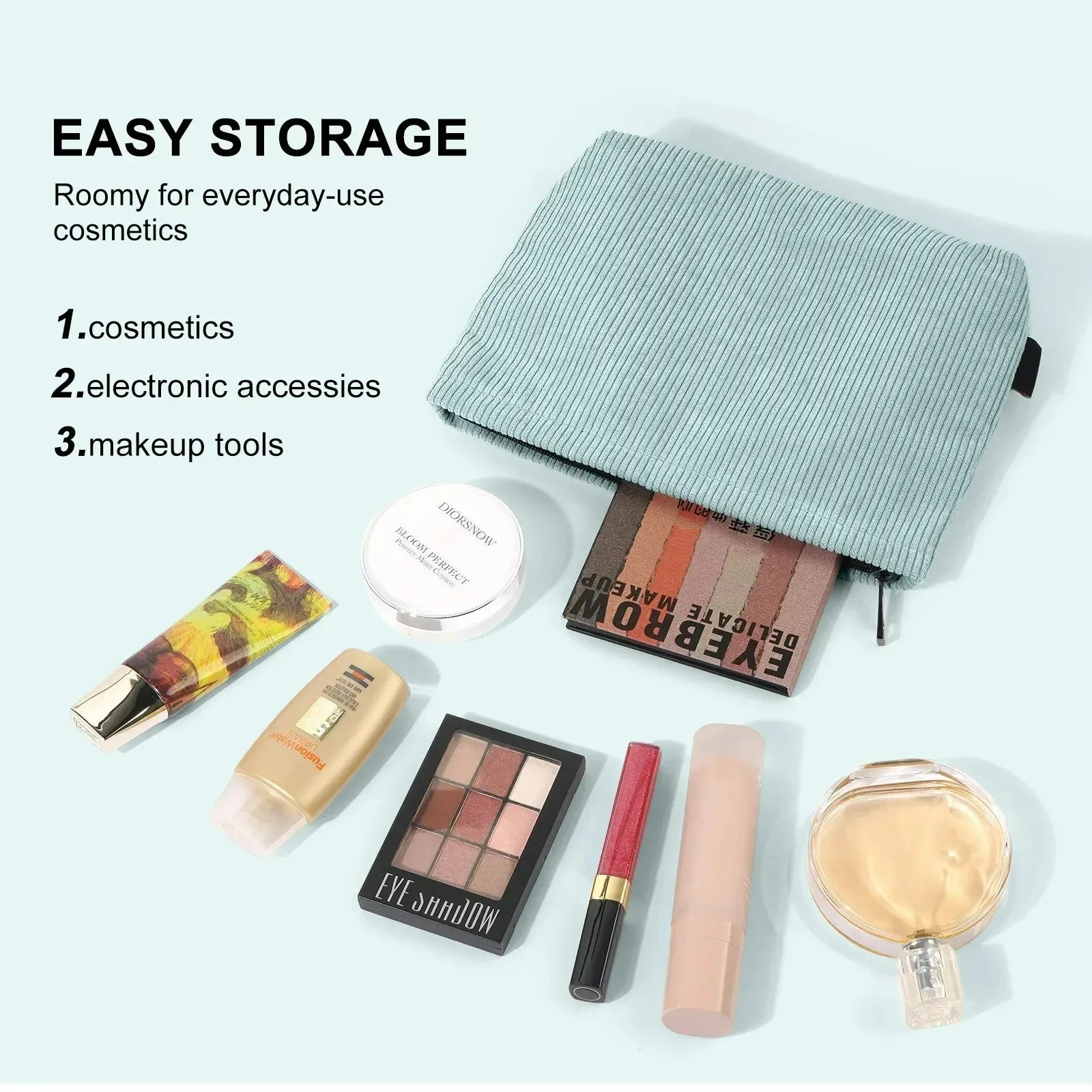 Travel Makeup Bag – Large Capacity Portable Cosmetic Organizer with Zipper for Women-TRUZENIC