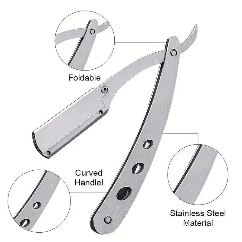 TRUZENIC Professional Straight Edge Razor – Stainless Steel Folding Shaver for Beard and Hair Grooming