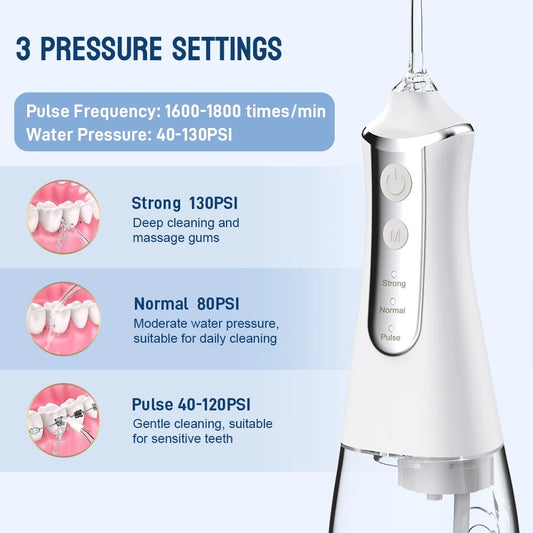 Water Flosser for Teeth, Dental Irrigator with 5 Nozzles, 3 Cleaning Modes-TRUZENIC