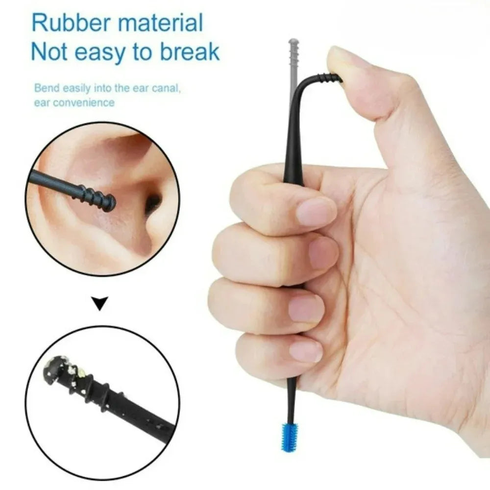Soft Silicone Ear Cleaner – Double-Ended Spiral & Spoon Earpick Tool for Gentle Ear Wax Removal-TRUZENIC