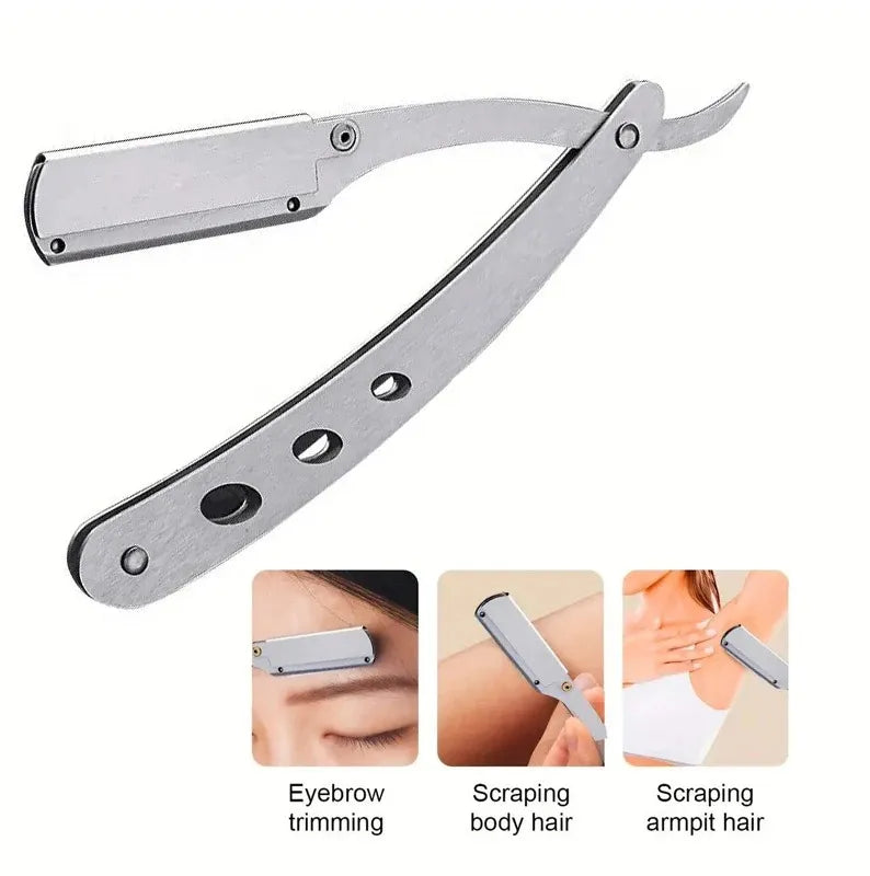 TRUZENIC Professional Straight Edge Razor – Stainless Steel Folding Shaver for Beard and Hair Grooming