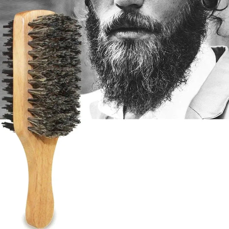 Men’s Boar Bristle Hair Brush – Natural Wooden Grooming Brush for Hair and Beard-TRUZENIC