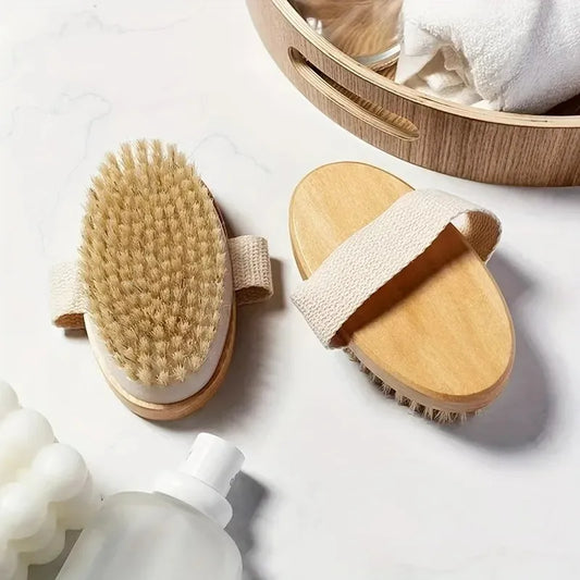 Natural Bristle Body Brush – Soft Dry & Wet Skin Exfoliating Spa Brush for Home Bath Use-TRUZENIC