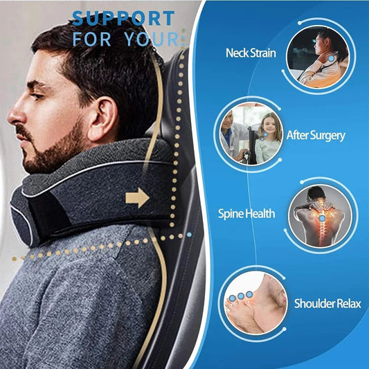 Memory Foam Travel Neck Pillow – U-Shaped Cervical Support for Sleep, Flights & Camping with Carry Bag-TRUZENIC