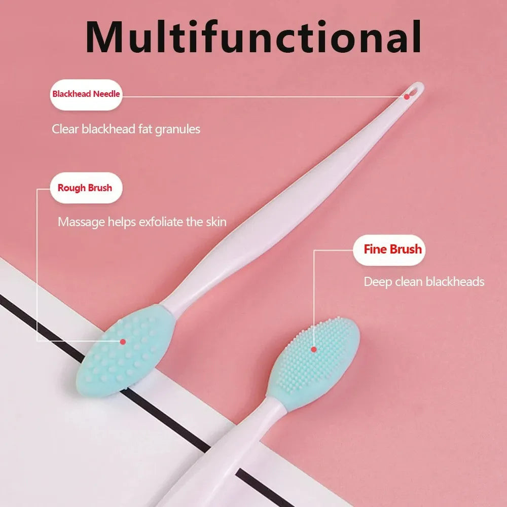 Silicone Face Cleansing Brush – 4 Pcs Gentle Exfoliating Tool with Replacement Head for Nose and Pore Care-TRUZENIC