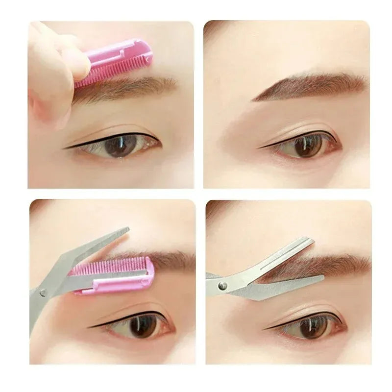 Stainless Steel Eyebrow Trimmer with Comb – Precision Shaping and Hair Removal Tool for Grooming and Makeup-TRUZENIC