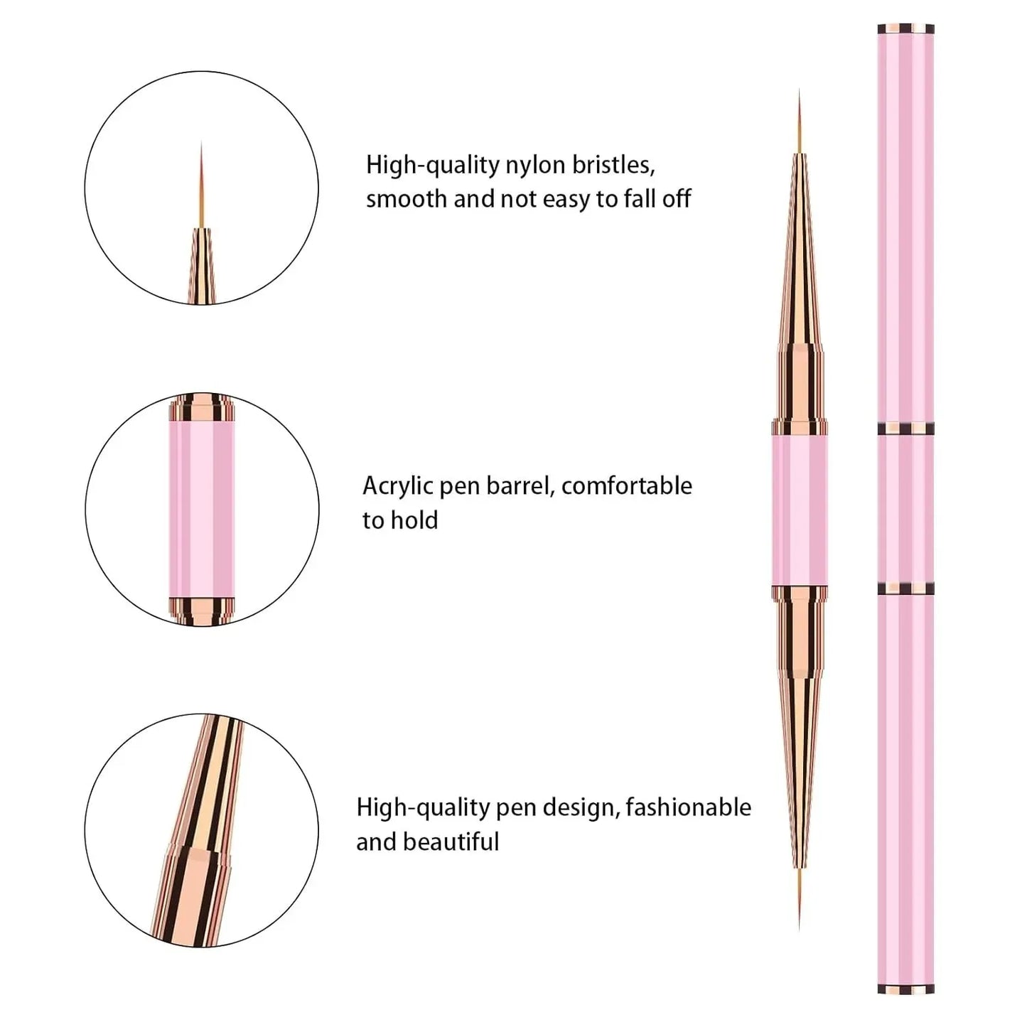 TRUZENIC 5PCS Double-Ended Nail Art Brush Set – Professional Gel Polish Painting Tools for DIY