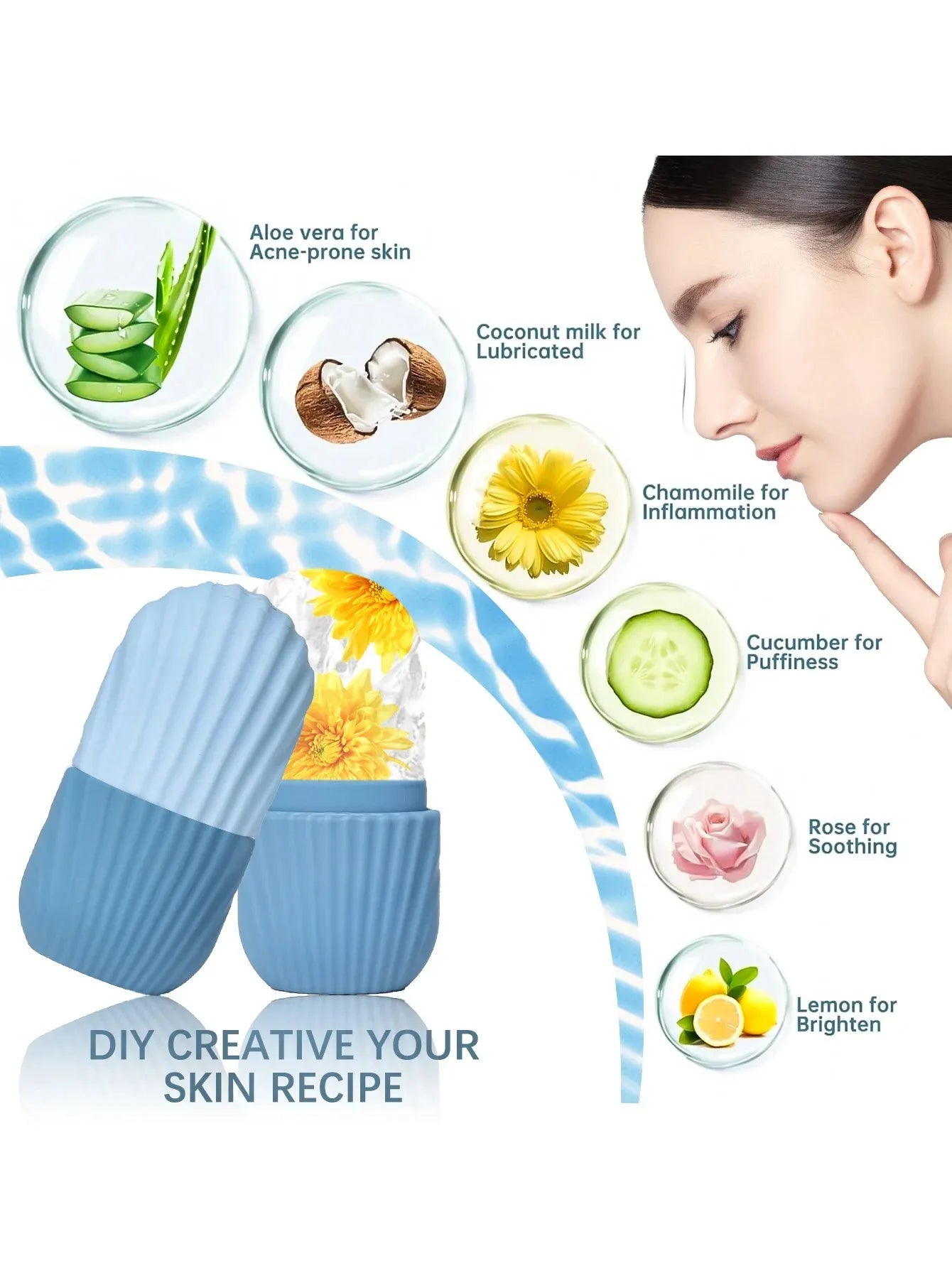 Ice Facial Roller – Reusable Ice Mold Beauty Tool for Eye Puffiness and Facial Cooling-TRUZENIC