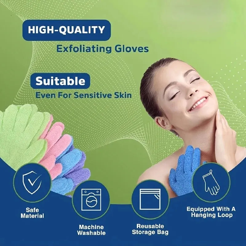 Colorful Exfoliating Shower Gloves – Double-Sided Bath Mitts for Body Scrub, Spa, and Massage-TRUZENIC
