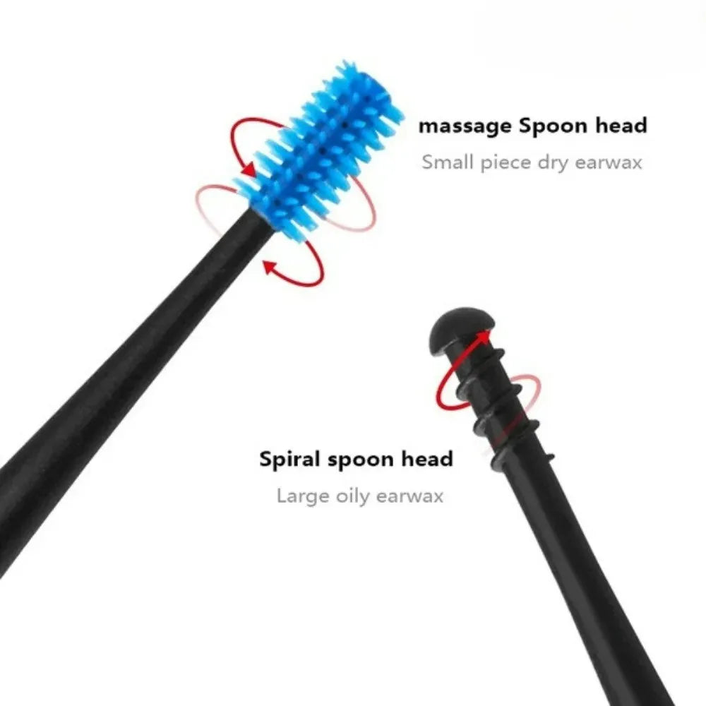 Soft Silicone Ear Cleaner – Double-Ended Spiral & Spoon Earpick Tool for Gentle Ear Wax Removal-TRUZENIC