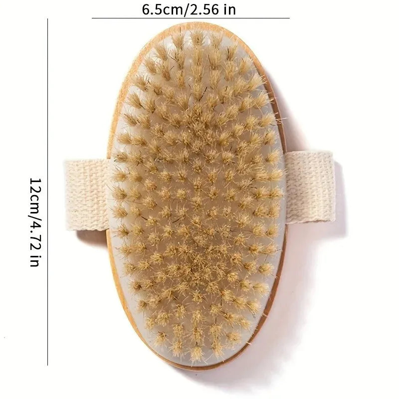 Natural Bristle Body Brush – Soft Dry & Wet Skin Exfoliating Spa Brush for Home Bath Use-TRUZENIC