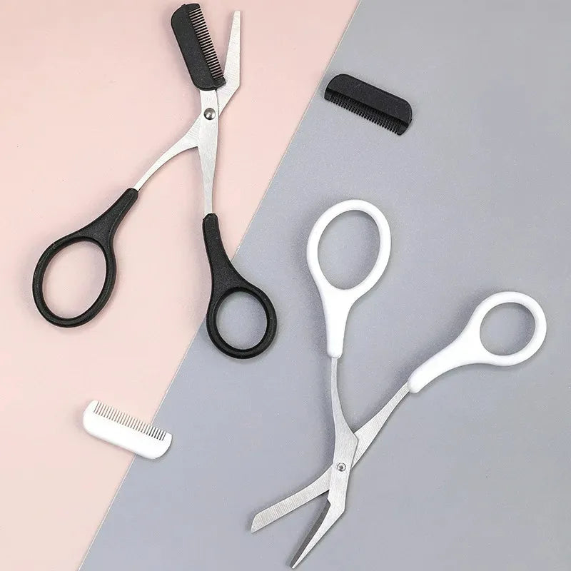 Stainless Steel Eyebrow Trimmer with Comb – Precision Shaping and Hair Removal Tool for Grooming and Makeup-TRUZENIC