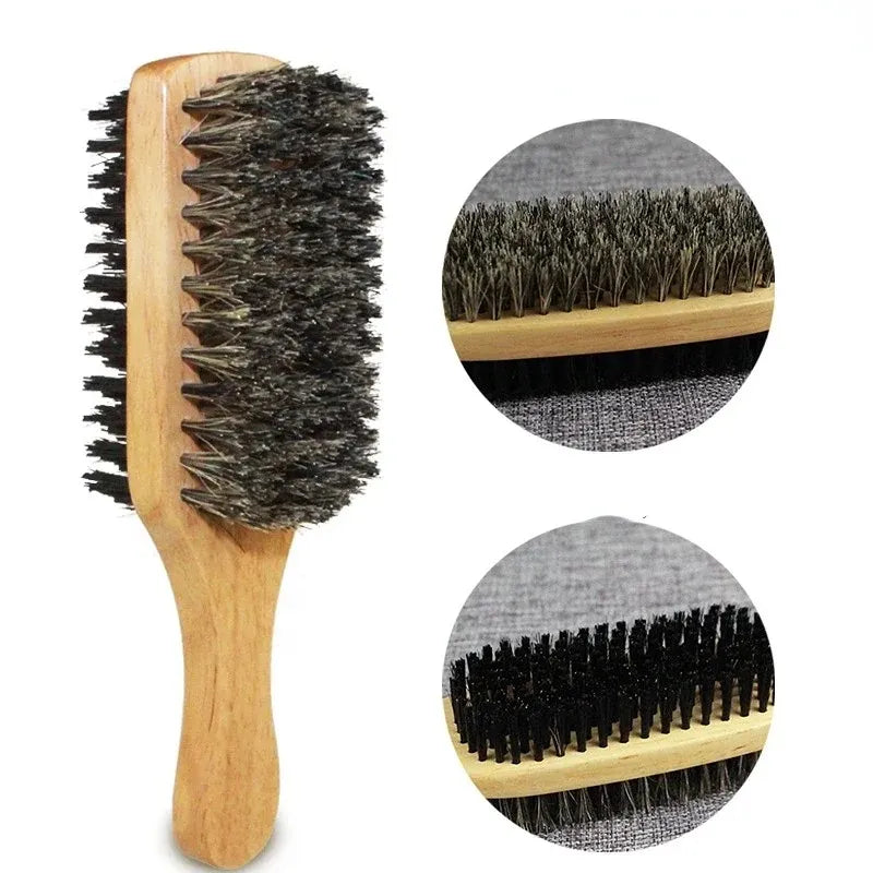 Men’s Boar Bristle Hair Brush – Natural Wooden Grooming Brush for Hair and Beard-TRUZENIC