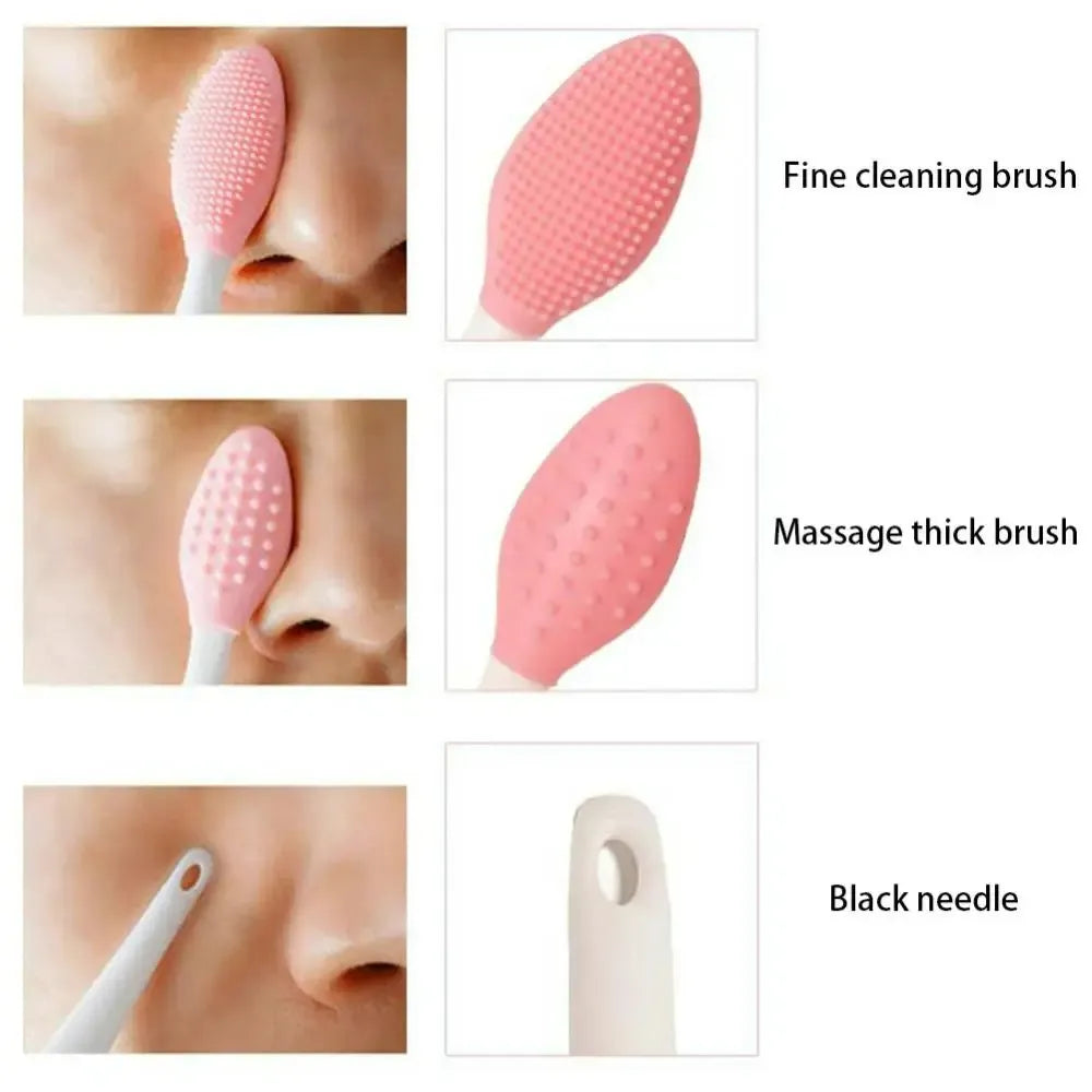 Silicone Face Cleansing Brush – 4 Pcs Gentle Exfoliating Tool with Replacement Head for Nose and Pore Care-TRUZENIC