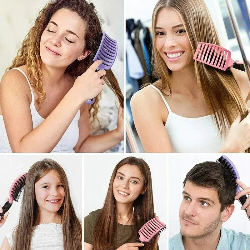 Boar Bristle Hair Brush – Detangling Scalp Massage Comb for Wet or Curly Hair, Women’s Styling Tool-TRUZENIC