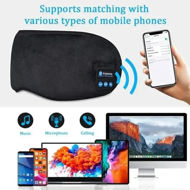 Wireless Sleep Headphones & Eye Mask, Soft Elastic Smart Music Sleep Headband Earphones for Travel & Yoga-TRUZENIC
