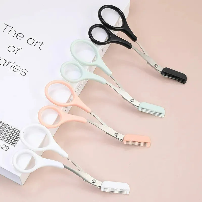 Stainless Steel Eyebrow Trimmer with Comb – Precision Shaping and Hair Removal Tool for Grooming and Makeup-TRUZENIC