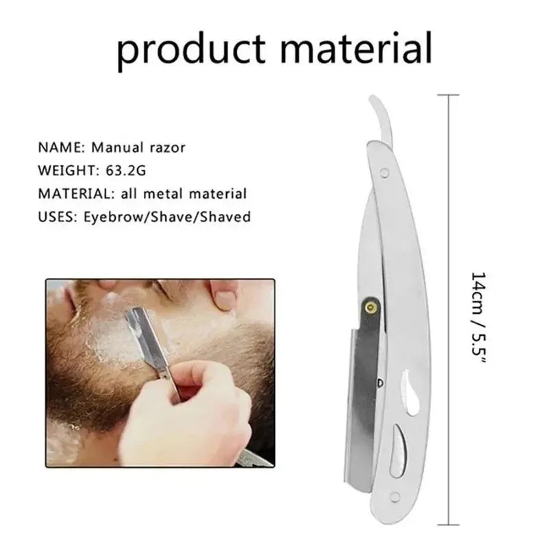 TRUZENIC Professional Straight Edge Razor – Stainless Steel Folding Shaver for Beard and Hair Grooming