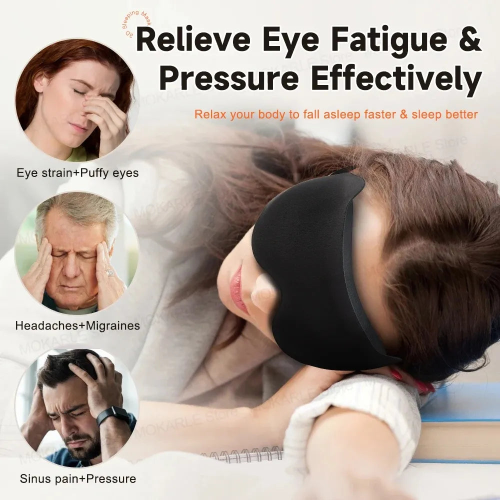 3D Contoured Sleep Mask – Soft, Light-Blocking Eye Mask for Travel, Naps & Nighttime Rest-TRUZENIC