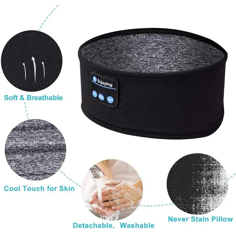 Bluetooth Headband with Wireless Earphones, Elastic Music Eye Mask for Sleep, Sports & Travel-TRUZENIC