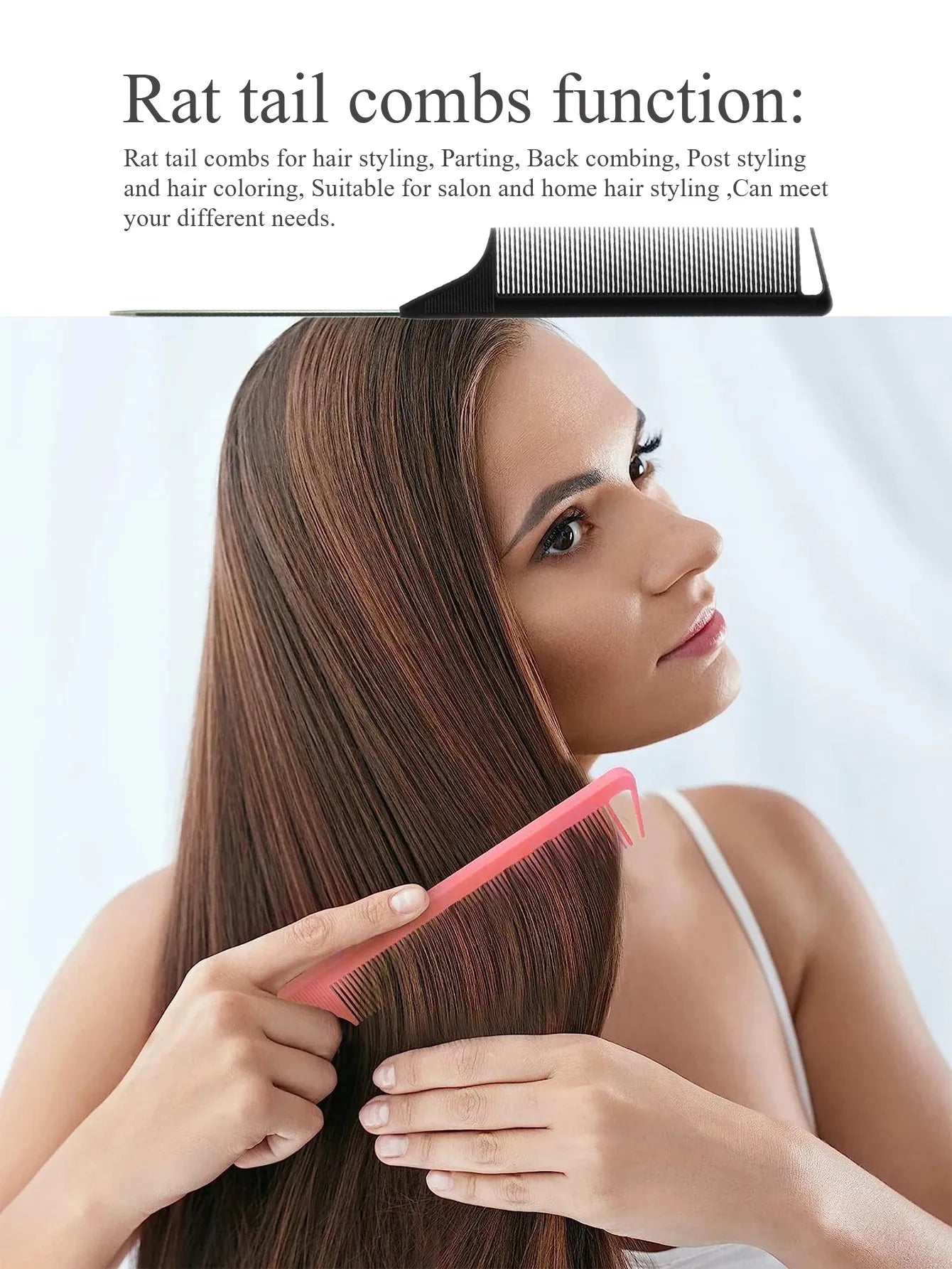 Professional Rat Tail Comb – Anti-Static Hair Styling Tool with Steel Pin for Salon and Barber Use-TRUZENIC