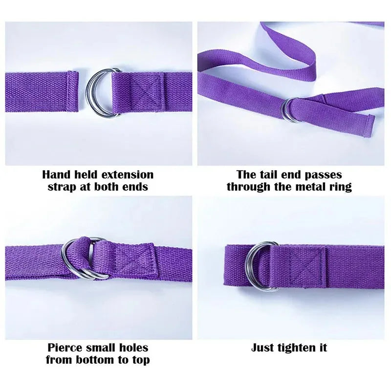 TRUZENIC Cotton Yoga Strap 183×3.8cm – Adjustable D-Ring Fitness Stretching Belt for Yoga & Pilates