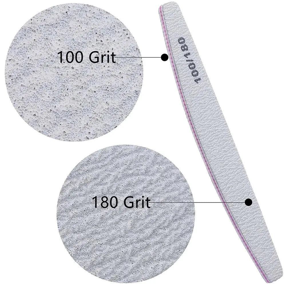 TRUZENIC 5-Piece Nail File Set – 80/100 Grit Sandpaper Cuticle & Manicure Tools, Mixed Colors