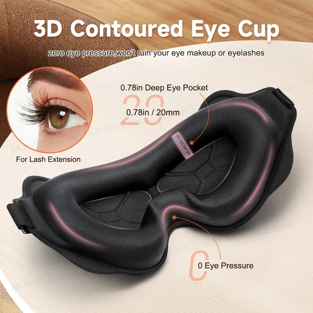 3D Contoured Sleep Mask – Soft, Light-Blocking Eye Mask for Travel, Naps & Nighttime Rest-TRUZENIC